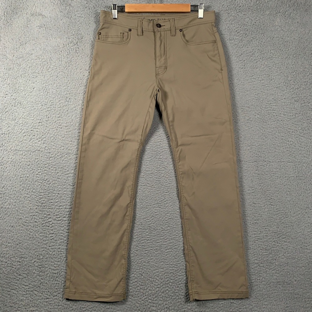 Prana Brion Pants Mens 32x29 Tan Khaki Straight Hiking Outdoor Travel Stretch